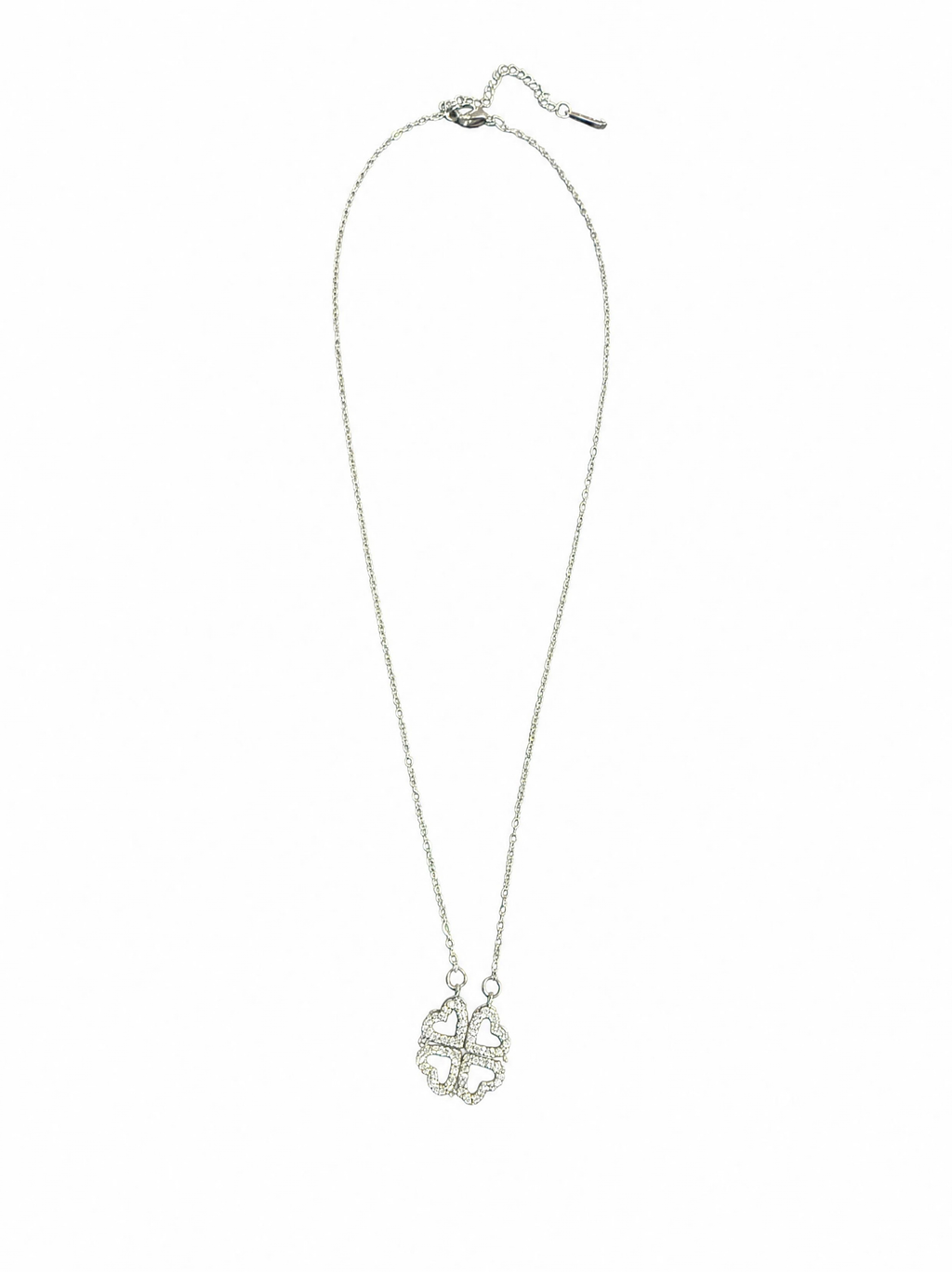 Collier chaîne fine SYERA avec pendentif trèfle porte-bonheur argenté