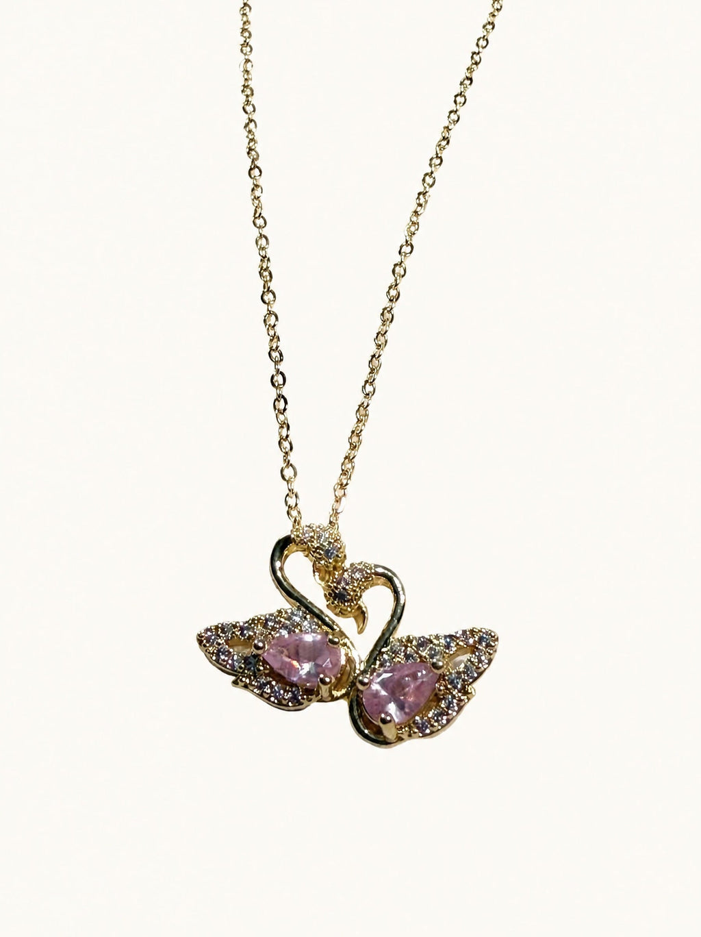 Collier duo cygnes SYERA, chaîne fine dorée avec pendentif et extension ajustable